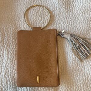 Brown Leather Thacker wristlet with Tassel